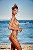 Santa Monica crochet bikini top in mustard yellow
