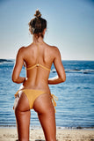 Santa Monica crochet bikini top in mustard yellow
